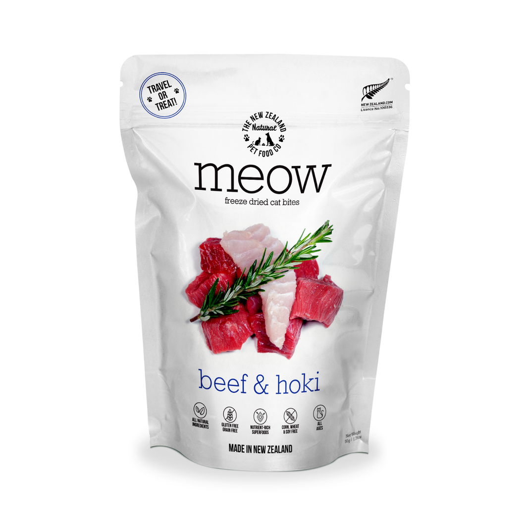 Meow Freeze Dried Cat Bites | Beef & Hoki