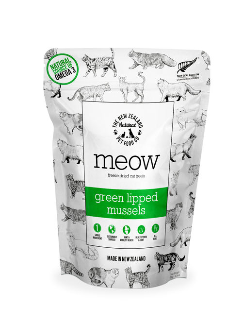 Meow Freeze Dried Cat Treats | Green Lipped Mussels